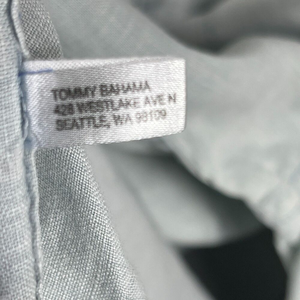 Tommy Bahama Relax Button Up Shirt Men's‎ 2XL Light Blue Pure Linen Long Sleeve - Picture 12 of 13